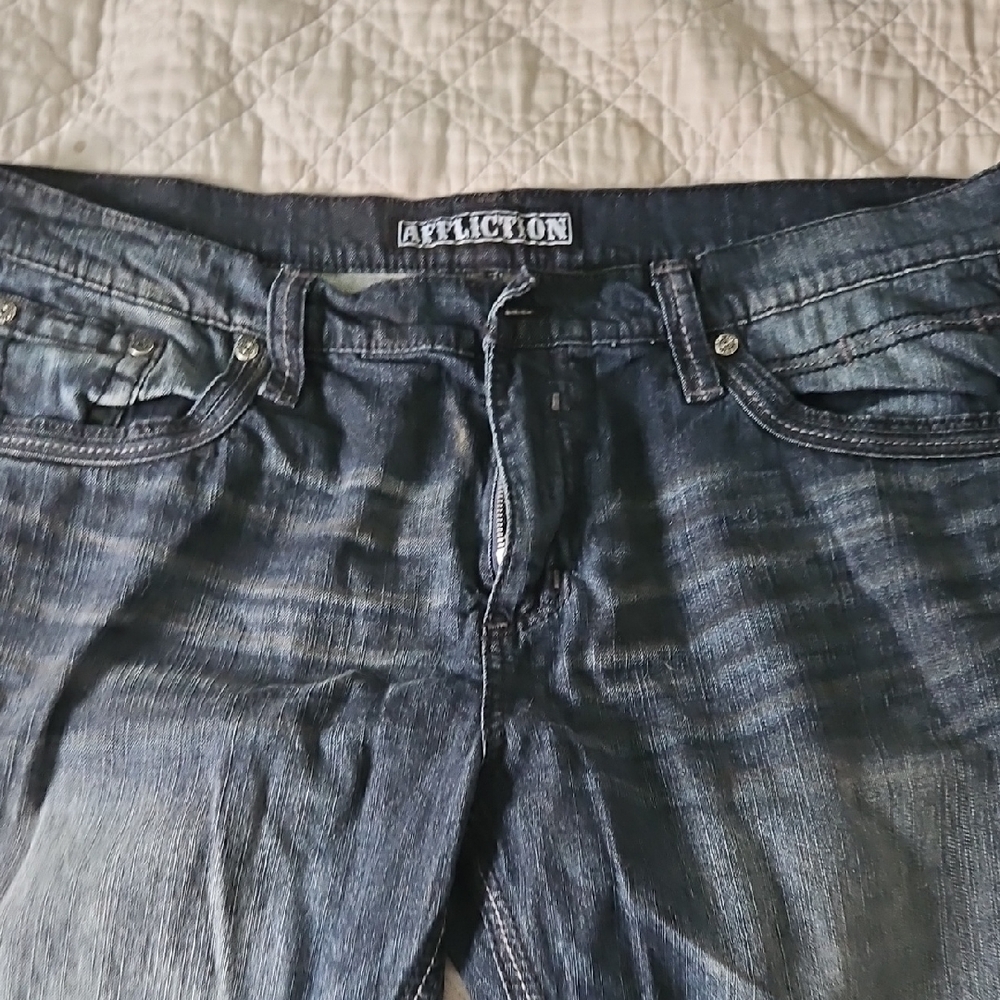Affliction Men's Dark Blue Relaxed Jeans